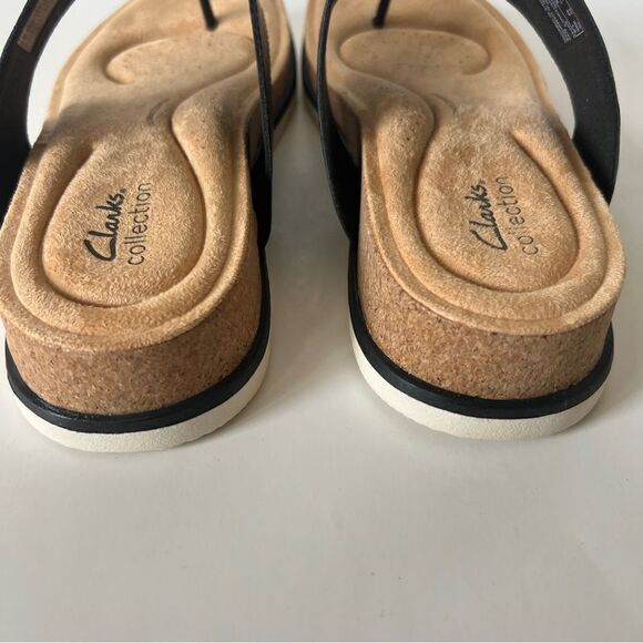 Clarks Women's Brynn Style Black Leather Flat Sandal Size 10.5 - Picture 6 of 8